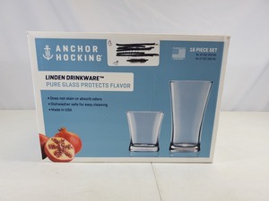 New anchor Hocking 16 Pc Linden Drinkware Set