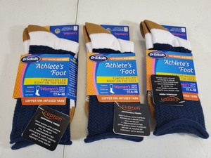 3 New Pair of Womens Dr Scholls Copper Infused Athletes Feet Socks