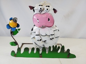 New Handmade Recycled Metal Bouncy Sheep with Flower