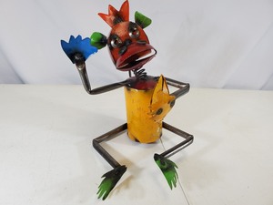New Handmade Recycled Metal Monkey with Banana