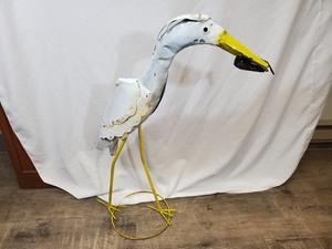 Recycled Metal Crane with Fish
