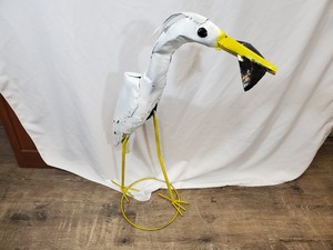Recycled Metal Crane with Fish