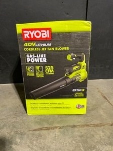 RYOBI 40V 110 MPH 525 CFM Cordless Battery Variable-Speed Jet Fan Leaf Blower with 4.0 Ah Battery and Charger. See Pictures