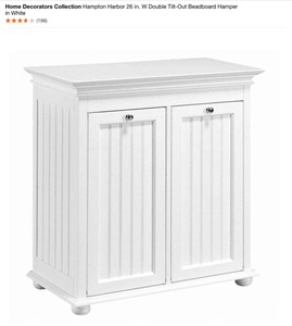 Home Decorators Collection Hampton Harbor 26 in. W Double Tilt-Out Beadboard Hamper in White. See Pictures