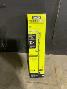 RYOBI ONE 18V Brushless 15 in. Cordless Attachment Capable String Trimmer with 4.0 Ah Battery and Charger. See Pictures