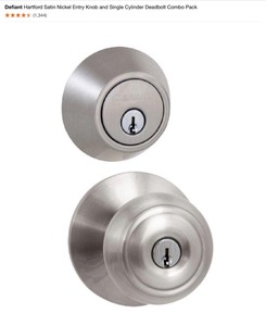 Assorted Defiant Project & Combo Packs of Keyed Entry Door Knobs & Deadbolts. Various Colors & Conditions. See Pictures