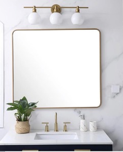 Elegant Lighting Brown Trim Vanity Mirror 36 in. L x 40 in. H. See Pictures