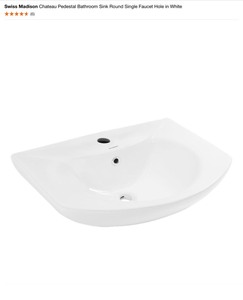 Swiss Madison 24 in. Ceramic Vanity Top with 3-Faucet Holes with White Basin & Chateau Pedestal Bathroom Sink Round Single Faucet Hole in White. See Pictures