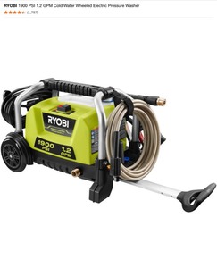 RYOBI 1900 PSI 1.2 GPM Cold Water Wheeled Electric Pressure Washer. See Pictures