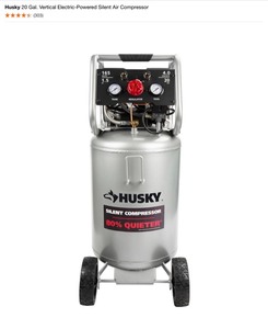 Husky 20 Gal. Vertical Electric-Powered Silent Air Compressor. See Pictures