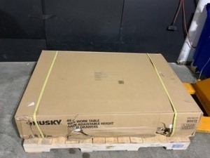 Husky 46 in. Adjustable Height Work Table with 2-Drawers in White. See Pictures