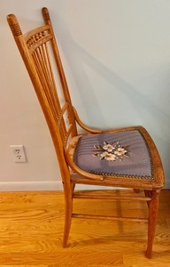 lot 65 image: Vintage Chair with Needlepoint Seat