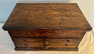 lot 69 image: Salesman Sample Size 2 Drawer Wooden Chest