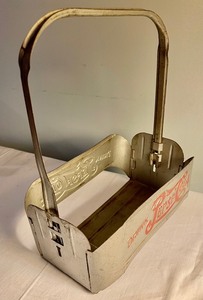 lot 85 image: Vintage Metal Pepsi Six Pack Bottle Holder & Vintage Coca-Cola Six Pack Holder w Handle