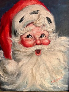 lot 82 image: Adorable Vintage Santa Painting