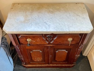 lot 167 image: Vintage Marble Top Accent TableNightstand
