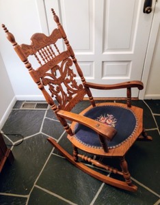 lot 136 image: Vintage Needlepoint Rocking Chair