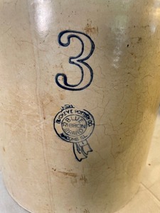 lot 46 image: Three Gallon Buckeye Pottery Jug