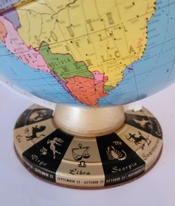 lot 218 image: Vintage Ohio Art Tin Zodiac Symbol Globe
