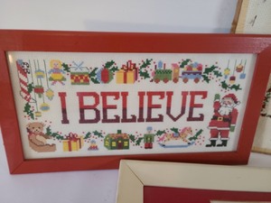 lot 224 image: Framed Christmas Needlepoint