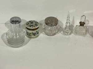 Assorted Glass Items and Jewelry Box