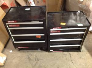 Lot of 2 Husky Drawer Cabinet Tool Box Chest in Gloss Black Slighly Damaged on the Right Side See Pictures