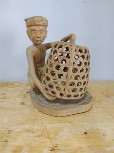 lot 13 image: Hand Carved Wood Trapper Figure