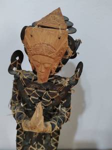 lot 14 image: Hand Carved Wood and Coin Figure