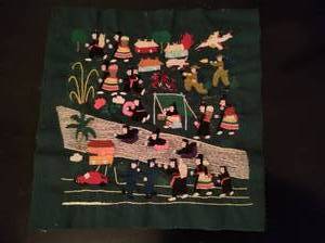 lot 123 image: Handstitched Embroidery Hmong Storyboard Stitching Sampler
