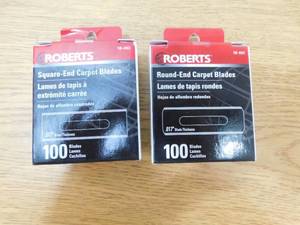 lot 58 image: (2) Roberts Square-End Carbon Steel Carpet Blades and Quick Blade Dispenser with Used Blade Storage (100-Pack)