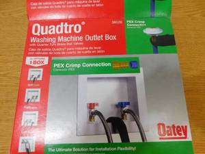lot 69 image: OATEY Quadtro 12 in. x 12 in. PEX Compatible Washing Machine Outlet Box with 14 Turn Valves
