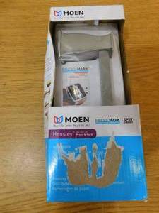 lot 73 image: MOEN Hensley Pivoting Double Post Toilet Paper Holder with Press and Mark in Brushed Nickel