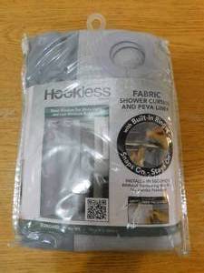 lot 80 image: Simply Solid 70 in. Microfiber White Shower Curtain Frost Grey