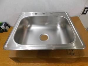 lot 93 image: Glacier Bay Drop-In Stainless Steel 25 in. 4-Hole Single Bowl Kitchen Sink