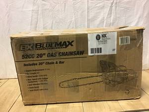 lot 27 image: Blue Max 20 in. 52cc Gas Chainsaw Customer Returns See Pictures