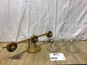 lot 30 image: Uolfin Ismo 3-Light Gold Bathroom Vanity Wall Sconce with Clear Glass Globe Shades Customer Returns See Pictures
