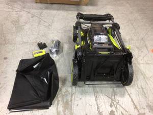 lot 102 image: 40V Brushless 20 in. Cordless Walk Behind Self-Propelled Lawn Mower with 6.0 Ah Battery & Charger by RYOBI Customer Returns See Pictures