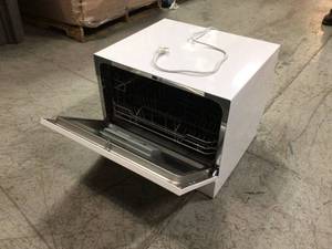 lot 111 image: 24 in. White Electronic CounterTop Control 600120-volt Dishwasher with 6-Cycles, 6 Place Settings Capacity by RCA Customer Returns See Pictures