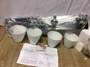 lot 29 image: Designers Fountain Hudson 4-Light Chrome Wall Mount Vanity Light Customer Returns See Pictures