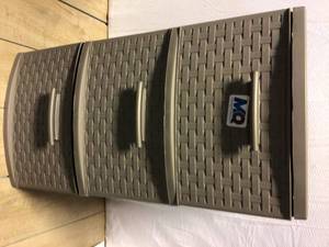 lot 57 image: 3-Drawer 26 in. H x 12.6 in. W Resin Rolling Cart in Taupe Customer Returns See Pictures