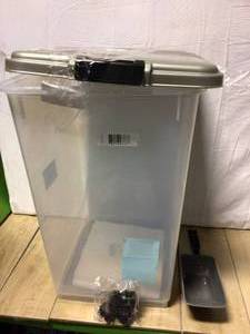 lot 59 image: 69 Qt. Airtight Pet Food Container in Chrome Customer Returns See Pictures