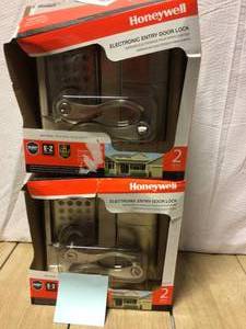 lot 62 image: Honeywell Satin Nickel Keypad Electronic Door Lever Entry Lock Customer Returns See Pictures