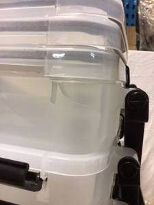 lot 66 image: IRIS 103 Qt. Weather Tight Storage Box in Clear Customer Returns See Pictures