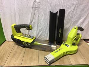 lot 75 image: RYOBI ONE 18V 150 MPH 200 CFM Cordless Battery Hybrid Leaf BlowerSweeper (Tool Only) Customer Returns See Pictures
