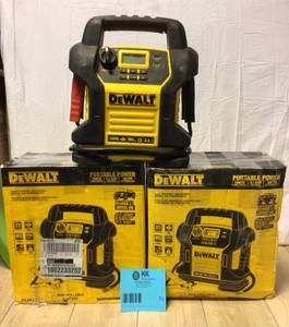 lot 72 image: DEWALT 1400 Peak Amp Portable Car Jump Starter with Digital Compressor Customer Returns See Pictures