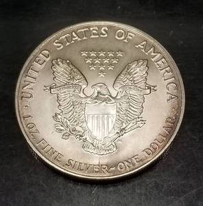 1990 AMERICAN SILVER EAGLE 1 TROY OZ .999 FINE SILVER TONED