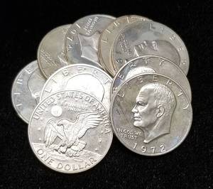 GROUP OF 9 US 40% SILVER EISENHOWER DOLLARS