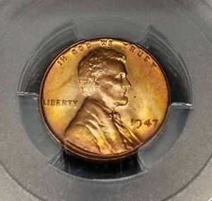 1947 US WHEAT CENT MS65 RED PCGS