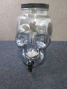 lot 70 image: Glass Skull Beverage Dispenser...