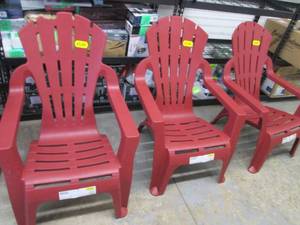 lot 79 image: 3 Belavi Adirondack Chairs- one dam...